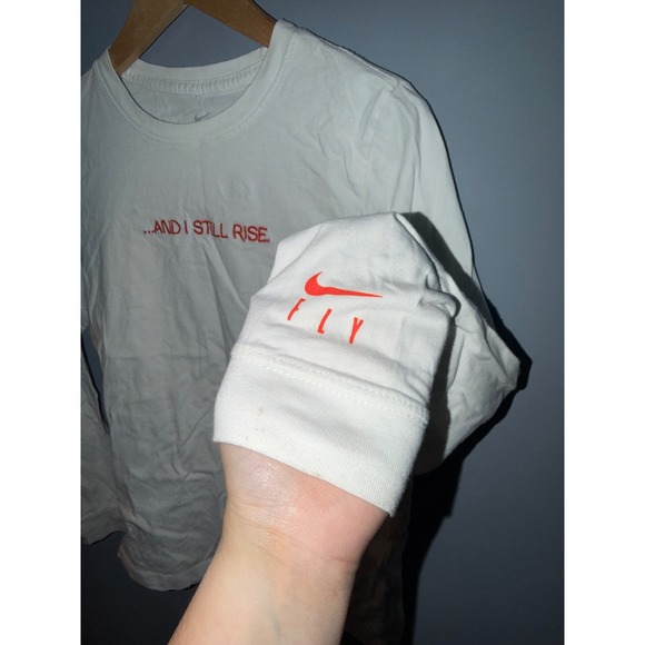 Nike And I Still Rise Long Sleeve Graphic T-Shirt White Red Mens Medium M - Picture 3 of 5